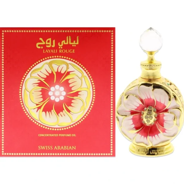 Swiss Arabian Layali Rouge by Swiss Arabian for Women - 0.5 oz Parfum Oil - Fresh Bloom Skin - Premium Skincare Solutions for Nourished, Hydrated, and Radiant Skin Every Day