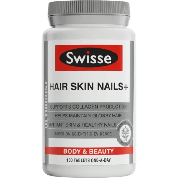 Swisse Ultiboost Hair Skin Nails+ 100 Tablets - Fresh Bloom Skin - Premium Skincare Solutions for Nourished, Hydrated, and Radiant Skin Every Day