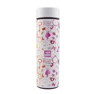 Tea Tonic Thermal Drink Bottle White (Double wall stainless steel + Infuser basket) 450ml - Fresh Bloom Skin - Premium Skincare Solutions for Nourished, Hydrated, and Radiant Skin Every Day