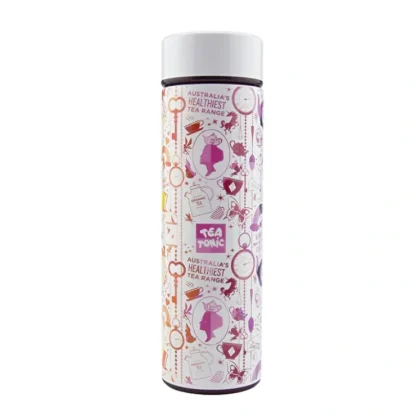 Tea Tonic Thermal Drink Bottle White (Double wall stainless steel + Infuser basket) 450ml - Fresh Bloom Skin - Premium Skincare Solutions for Nourished, Hydrated, and Radiant Skin Every Day