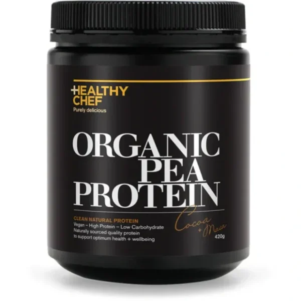 The Healthy Chef Organic Pea Protein Cocoa + Maca 550g - Fresh Bloom Skin - Premium Skincare Solutions for Nourished, Hydrated, and Radiant Skin Every Day