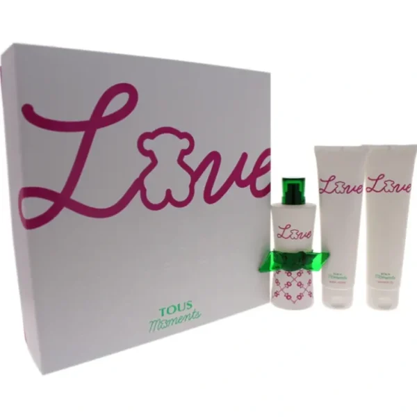Tous Tous Love Moments by Tous for Women - 3 Pc Gift Set 3oz EDT Spray, 3.4oz Body Lotion, 3.4oz Shower Gel - Fresh Bloom Skin - Premium Skincare Solutions for Nourished, Hydrated, and Radiant Skin Every Day