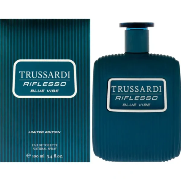 Trussardi Riflesso Blue Vibe Limited Edition by Trussardi for Men - 3.4 oz EDT Spray - Fresh Bloom Skin - Premium Skincare Solutions for Nourished, Hydrated, and Radiant Skin Every Day