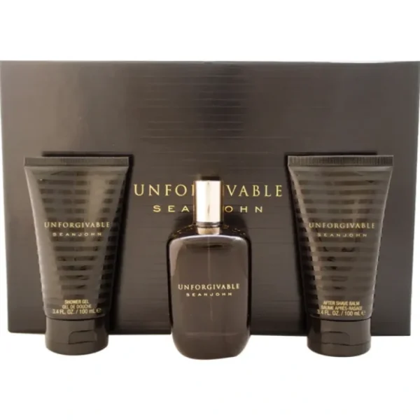 Unforgivable by Sean John for Men - 3 Pc Gift Set 4.2oz EDT Spray, 3.4oz Shower Gel, 3.4oz After Shave Balm - Fresh Bloom Skin - Premium Skincare Solutions for Nourished, Hydrated, and Radiant Skin Every Day