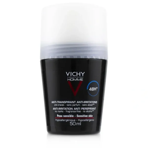 Vichy Homme 48H* Anti-Irritations & Anti Perspirant Roll-On (For Sensitive Skin) 50ml/1.69oz - Fresh Bloom Skin - Premium Skincare Solutions for Nourished, Hydrated, and Radiant Skin Every Day