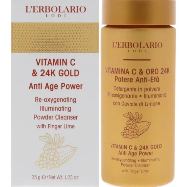 Vitamin C And 24K Gold Anti-Age Power by LErbolario for Women - 1.23 oz Cleanser - Fresh Bloom Skin - Premium Skincare Solutions for Nourished, Hydrated, and Radiant Skin Every Day