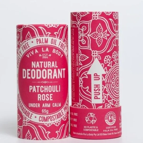 Viva La Body Natural Deodorant 65g Tube - Patchouli Rose - Fresh Bloom Skin - Premium Skincare Solutions for Nourished, Hydrated, and Radiant Skin Every Day