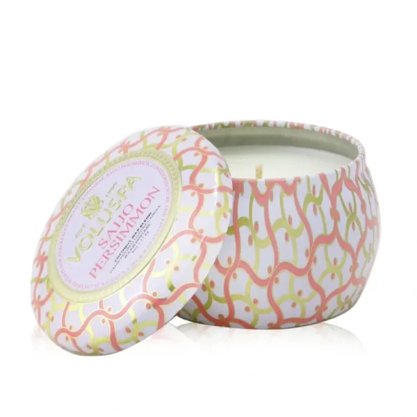 Voluspa Mini Tin Candle - Saijo Persimmon 113g/4oz - Fresh Bloom Skin - Premium Skincare Solutions for Nourished, Hydrated, and Radiant Skin Every Day