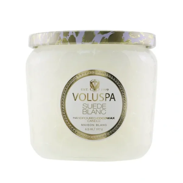 Voluspa Petite Jar Candle - Suede Blanc 127g/4.5oz - Fresh Bloom Skin - Premium Skincare Solutions for Nourished, Hydrated, and Radiant Skin Every Day