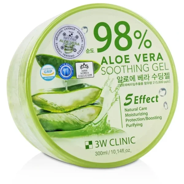 3W Clinic 98% Aloe Vera Soothing Gel 300ml/10.14oz - Fresh Bloom Skin - Premium Skincare Solutions for Nourished, Hydrated, and Radiant Skin Every Day