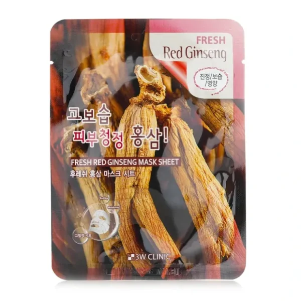 3W Clinic Fresh Red Ginseng Mask Sheet 1pcs - Fresh Bloom Skin - Premium Skincare Solutions for Nourished, Hydrated, and Radiant Skin Every Day