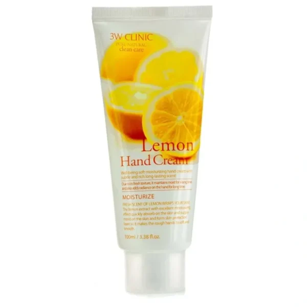 3W Clinic Hand Cream - Lemon (Unboxed) 100ml/3.38oz - Fresh Bloom Skin - Premium Skincare Solutions for Nourished, Hydrated, and Radiant Skin Every Day