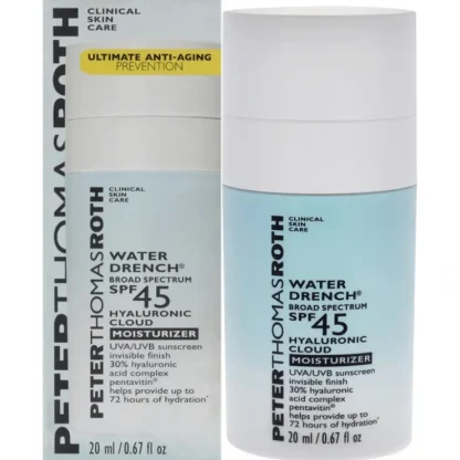 Water Drench Cloud Cream Moisturizer SPF 45 by Peter Thomas Roth for Unisex - 0.67 oz Cream - Fresh Bloom Skin - Premium Skincare Solutions for Nourished, Hydrated, and Radiant Skin Every Day