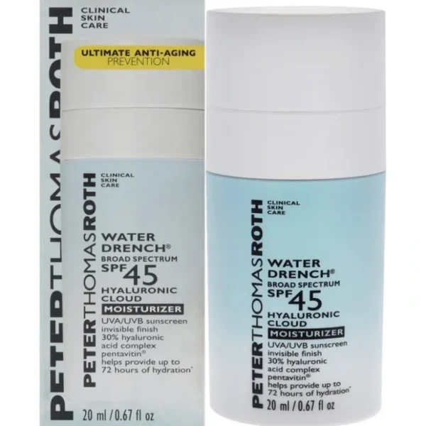 Water Drench Cloud Cream Moisturizer SPF 45 by Peter Thomas Roth for Unisex - 0.67 oz Cream - Fresh Bloom Skin - Premium Skincare Solutions for Nourished, Hydrated, and Radiant Skin Every Day