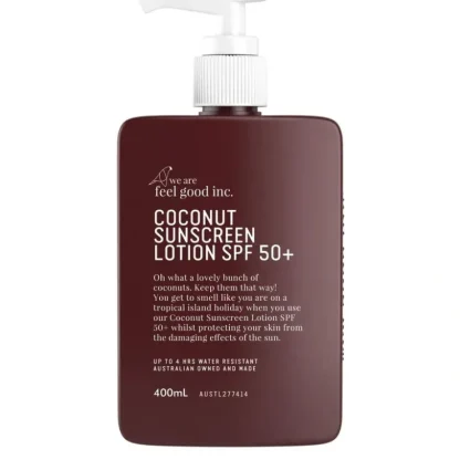 We Are Feel Good Inc. Sunscreen Lotion SPF50+ 400ml - Coconut - Fresh Bloom Skin - Premium Skincare Solutions for Nourished, Hydrated, and Radiant Skin Every Day