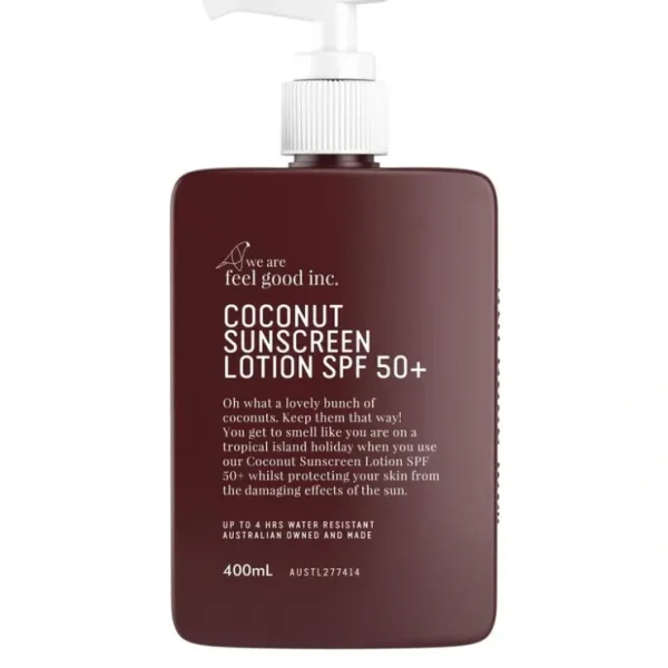 We Are Feel Good Inc. Sunscreen Lotion SPF50+ 400ml - Coconut - Fresh Bloom Skin - Premium Skincare Solutions for Nourished, Hydrated, and Radiant Skin Every Day