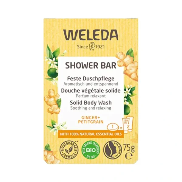 Weleda Shower Bar (Solid Body Wash) Ginger + Petitgrain 75g - Fresh Bloom Skin - Premium Skincare Solutions for Nourished, Hydrated, and Radiant Skin Every Day