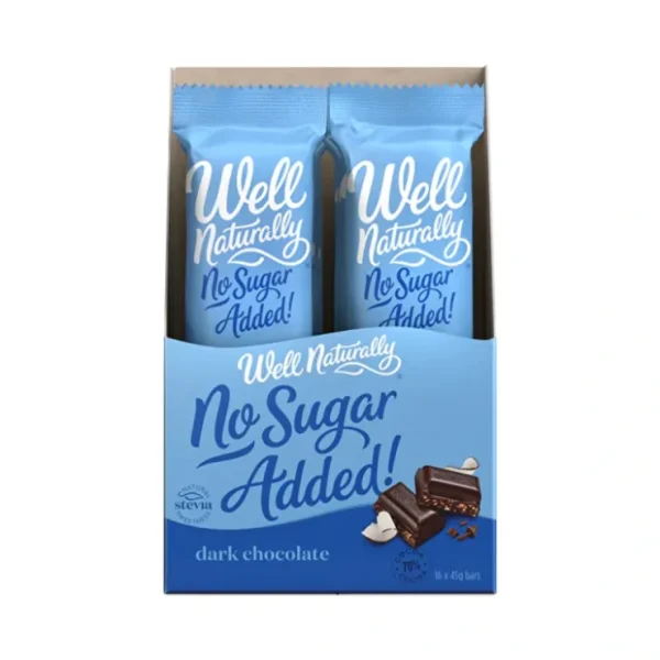 Well Naturally No Added Sugar Bar Dark Chocolate Coconut Rough 45g x 16 Display - Fresh Bloom Skin - Premium Skincare Solutions for Nourished, Hydrated, and Radiant Skin Every Day