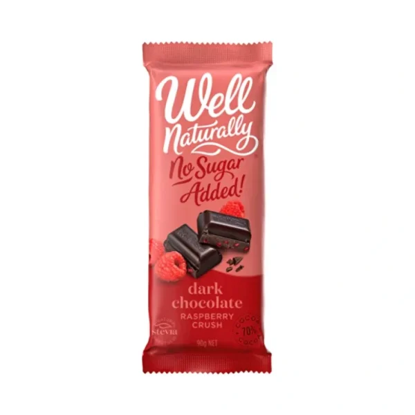 Well Naturally No Added Sugar Block Dark Chocolate Raspberry Crush 90g - Fresh Bloom Skin - Premium Skincare Solutions for Nourished, Hydrated, and Radiant Skin Every Day