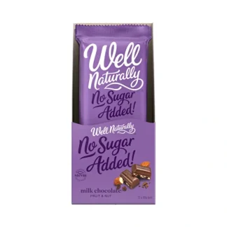 Well Naturally No Added Sugar Block Milk Chocolate Fruit & Nut 90g x 12 Display - Fresh Bloom Skin - Premium Skincare Solutions for Nourished, Hydrated, and Radiant Skin Every Day