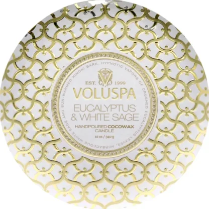 3 Wick Tin Candle - Eucalyptus and White Sage by Voluspa for Unisex - 12 oz Candle - Fresh Bloom Skin - Premium Skincare Solutions for Nourished, Hydrated, and Radiant Skin Every Day