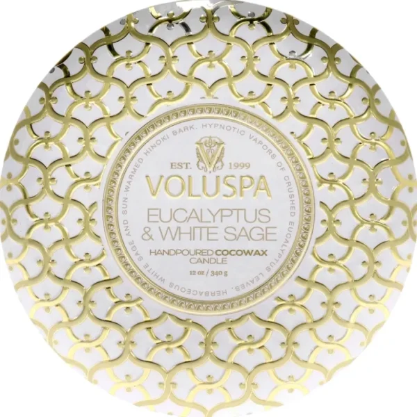 3 Wick Tin Candle - Eucalyptus and White Sage by Voluspa for Unisex - 12 oz Candle - Fresh Bloom Skin - Premium Skincare Solutions for Nourished, Hydrated, and Radiant Skin Every Day