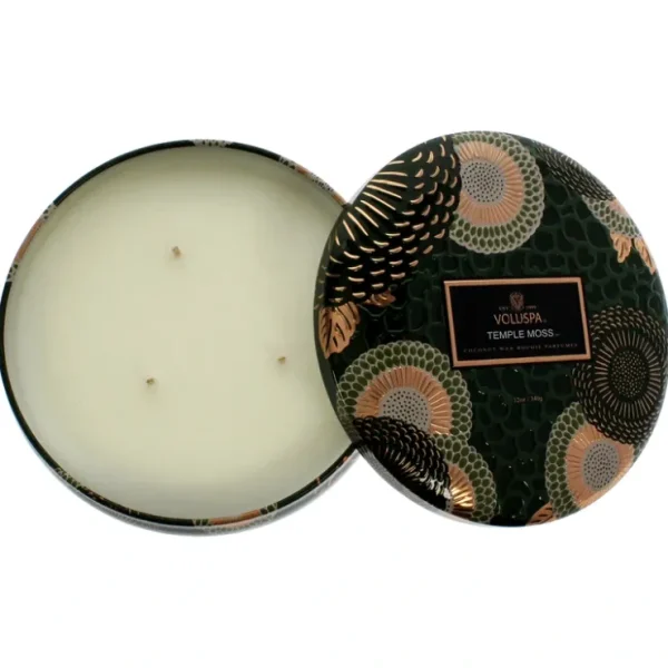 3 Wick Tin Candle - Temple Moss by Voluspa for Unisex - 12 oz Candle - Fresh Bloom Skin - Premium Skincare Solutions for Nourished, Hydrated, and Radiant Skin Every Day