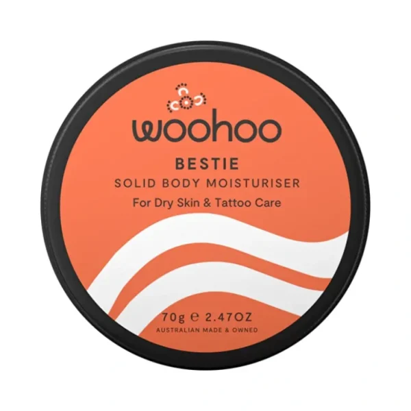 Woohoo Bestie Solid Body Moisturiser (for Dry Skin & Tattoo Care) 70g - Fresh Bloom Skin - Premium Skincare Solutions for Nourished, Hydrated, and Radiant Skin Every Day