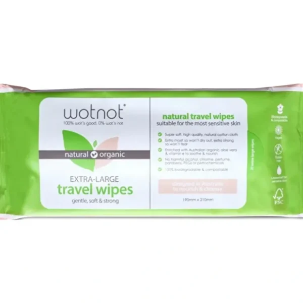 Wotnot Naturals 100% Natural Wipes (Soft Pack Travel Case Refill) x 20 Pack - Fresh Bloom Skin - Premium Skincare Solutions for Nourished, Hydrated, and Radiant Skin Every Day