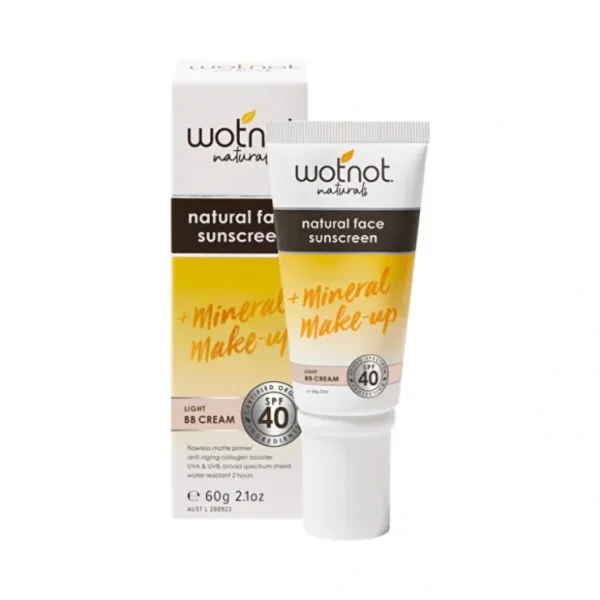 Wotnot Naturals Natural Face Sunscreen SPF 40 (Mineral Make-Up) Light BB Cream 60g - Fresh Bloom Skin - Premium Skincare Solutions for Nourished, Hydrated, and Radiant Skin Every Day