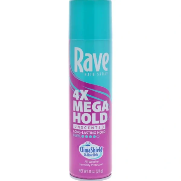 4X Mega Hold Hairspray - Unscented by Rave for Unisex - 11 oz Hair Spray - Fresh Bloom Skin - Premium Skincare Solutions for Nourished, Hydrated, and Radiant Skin Every Day