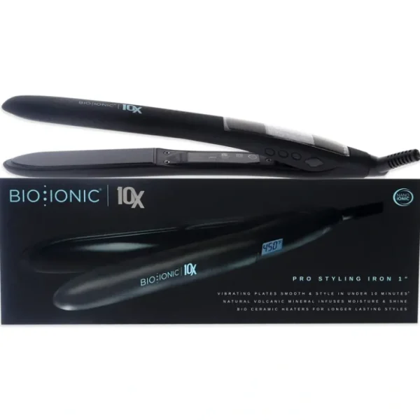 10x Pro Styling Iron - Black by Bio Ionic for Women - 1 Inch Flat Iron - Fresh Bloom Skin - Premium Skincare Solutions for Nourished, Hydrated, and Radiant Skin Every Day